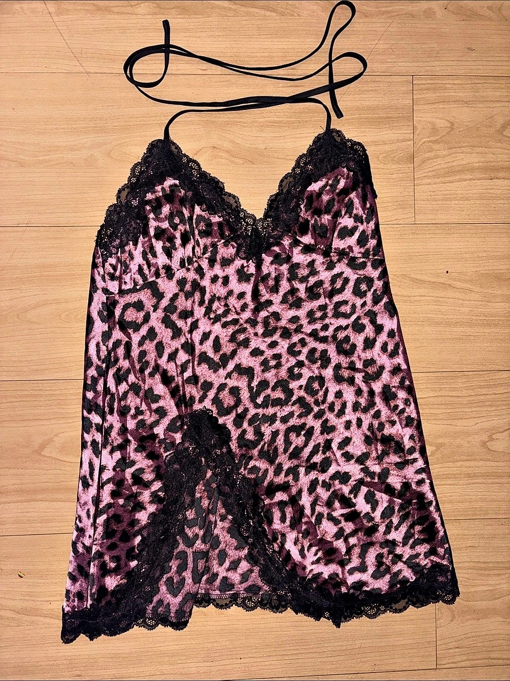 Pink & Black Leopard Lace Cami Like New